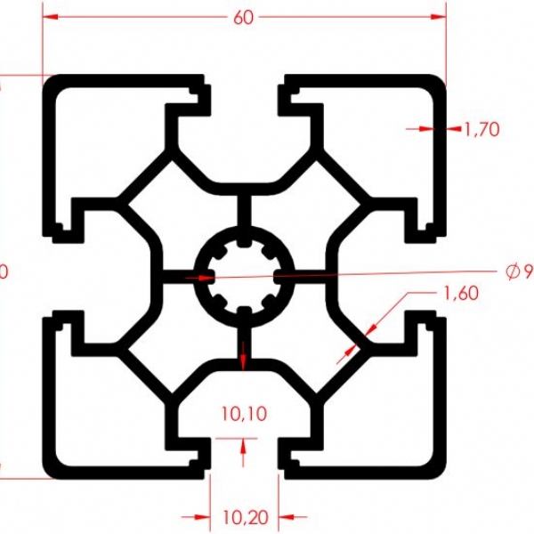 SIGMA PROFILE 60X60 K10 SINGLE CHANNEL