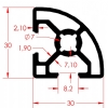 SIGMA PROFILE 30X30 K8 BLACK RADIUS